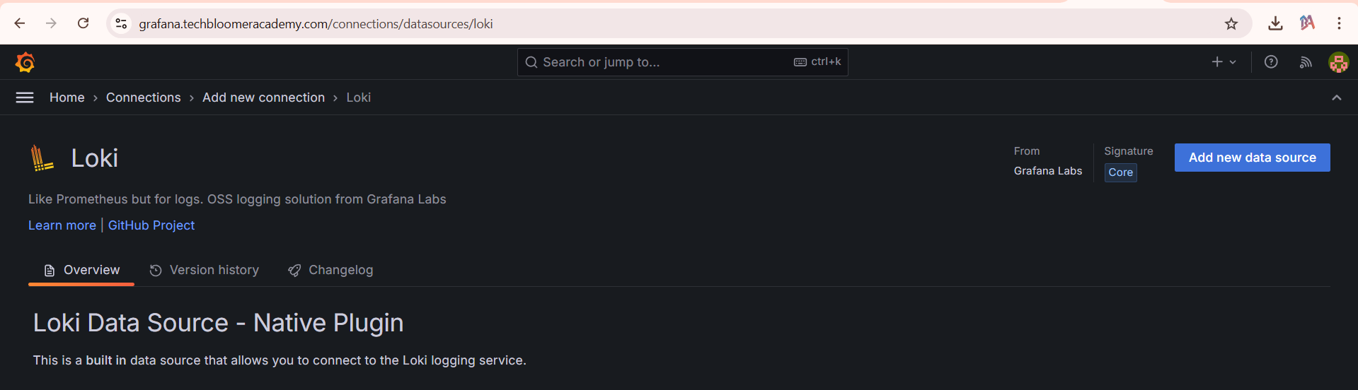 Click Add new datasource